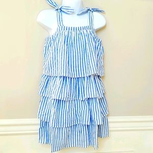 New! J Crew Sz 7 Crewcuts Seersucker Blue Striped dress NWT